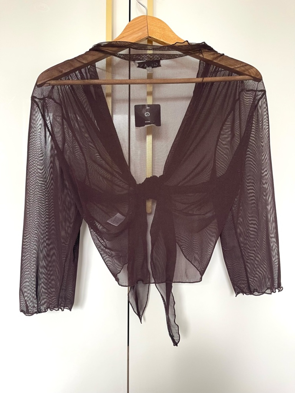 Gilani brown mesh tie-front crop top XXL